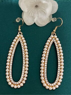 Faux Pearl & Rhinestone Gold-tone Teardrop Earrings